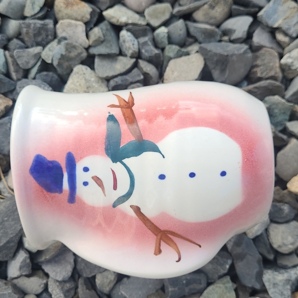 Neher Right Handed, Snowman Hand Warmer Drip Glaze Hand Thrown Pottery Mug